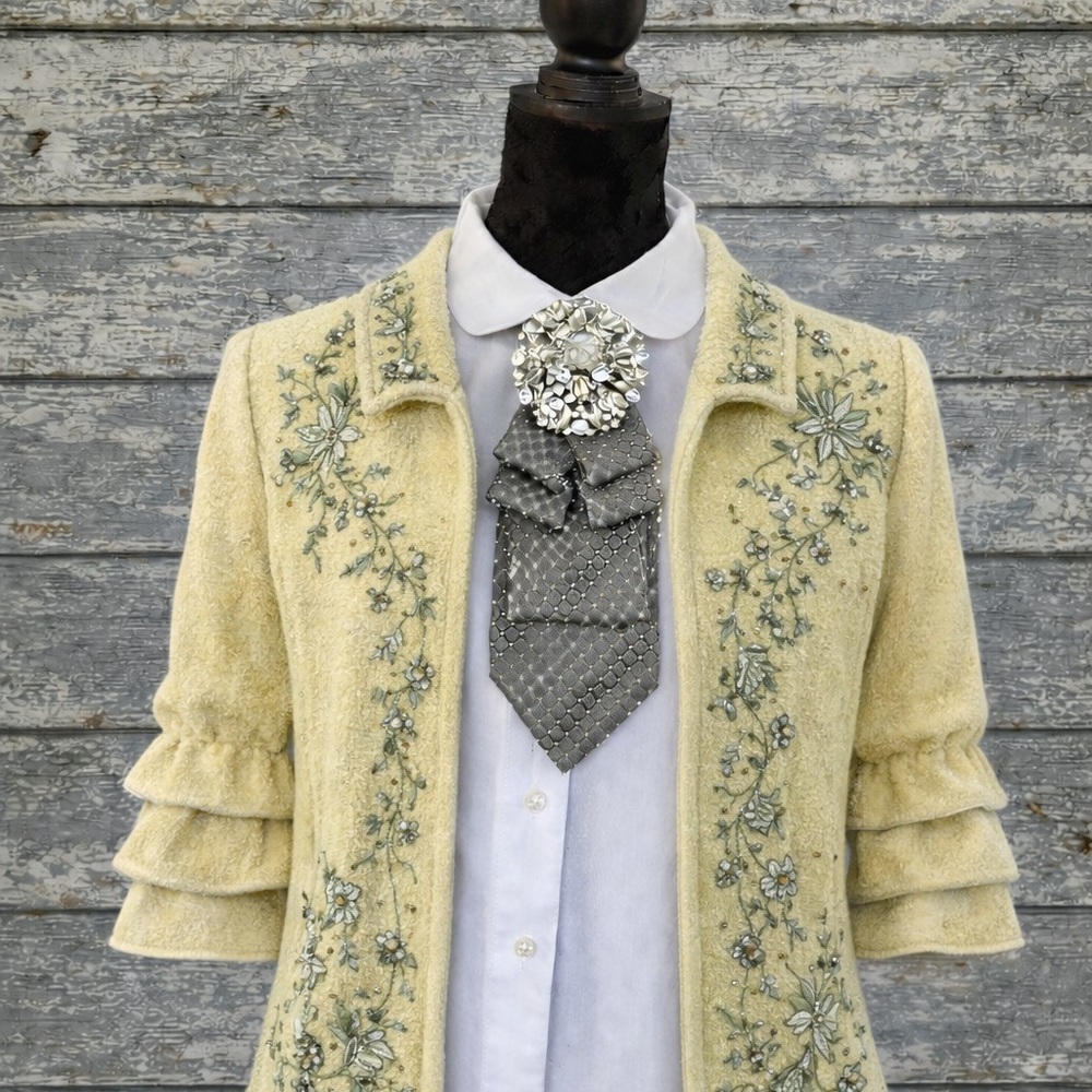 BIG BLING Necktie Necklace with Rhinestone Brooch and Chain OOAK - WOWSERS! - Picture 5 of 10